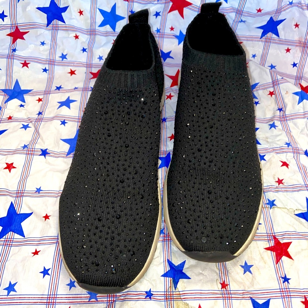 ZARA Black Shiny Fabric Sneakers Size 40